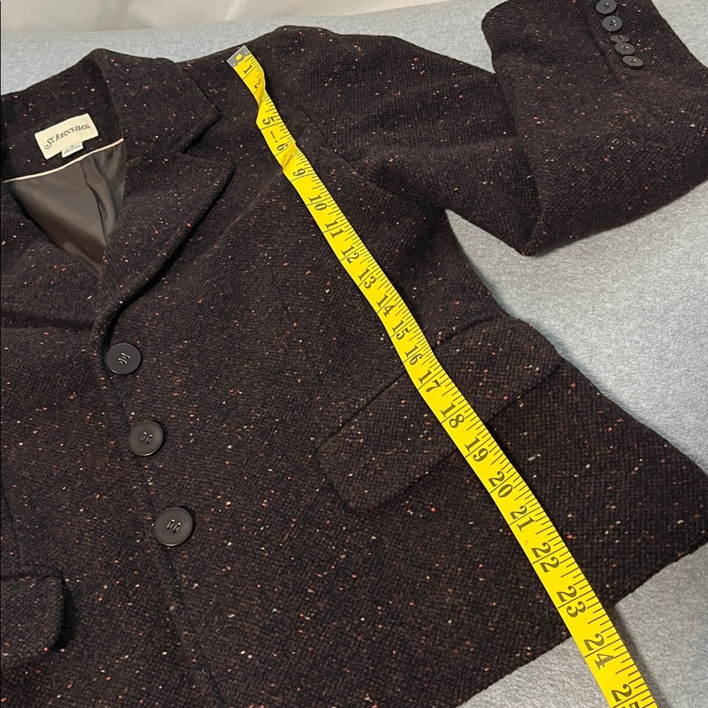 Womens Tweed Wool Blazer Jacket Medium Brown Office Career Old Money Preppy - Picture 5 of 11